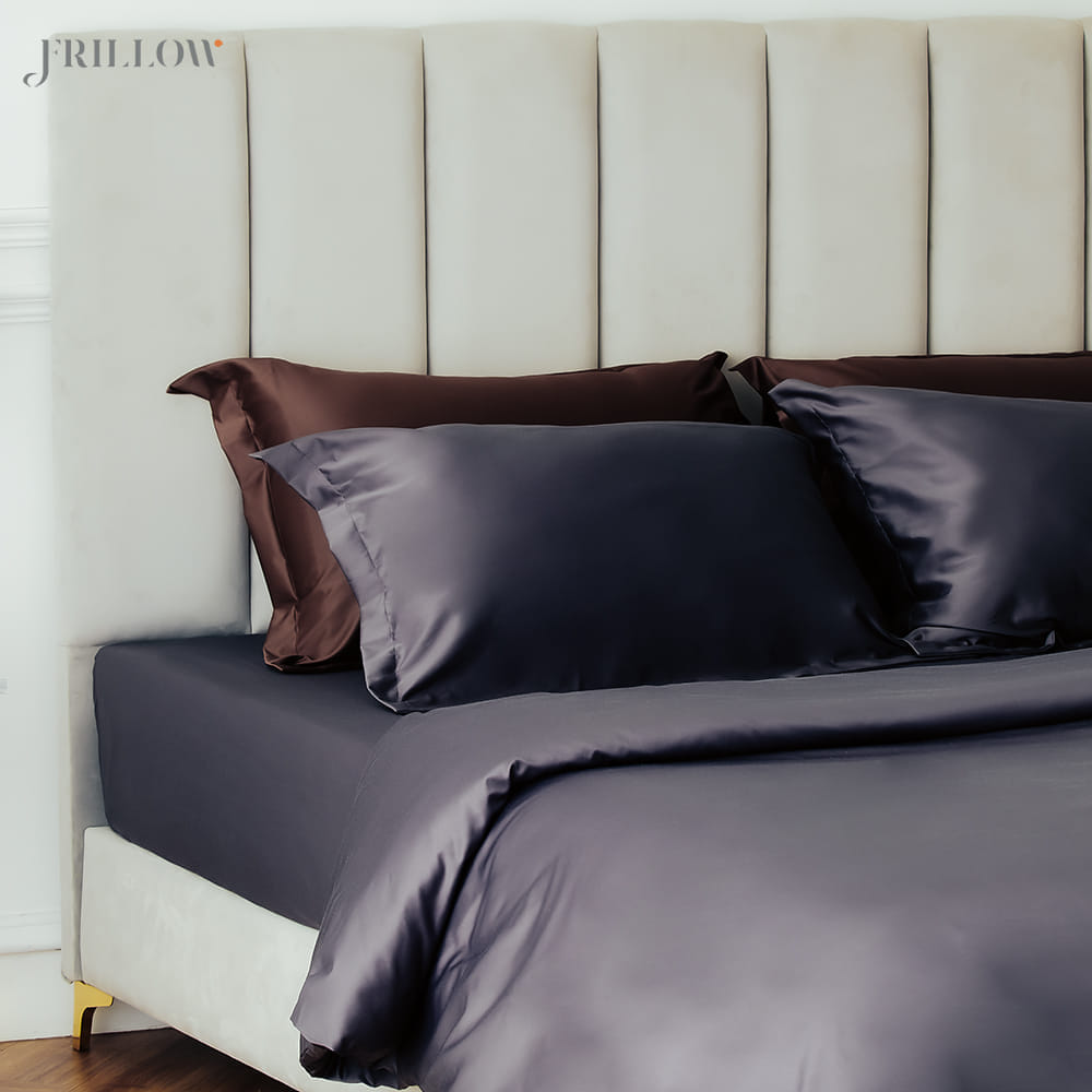 ชุดผ้าปูที่นอน 3.5ฟุต 2ชิ้น FRILLOW 800TC COTTON SILK  สี DARK GREY คอลเลคชั่น PRESTIGE